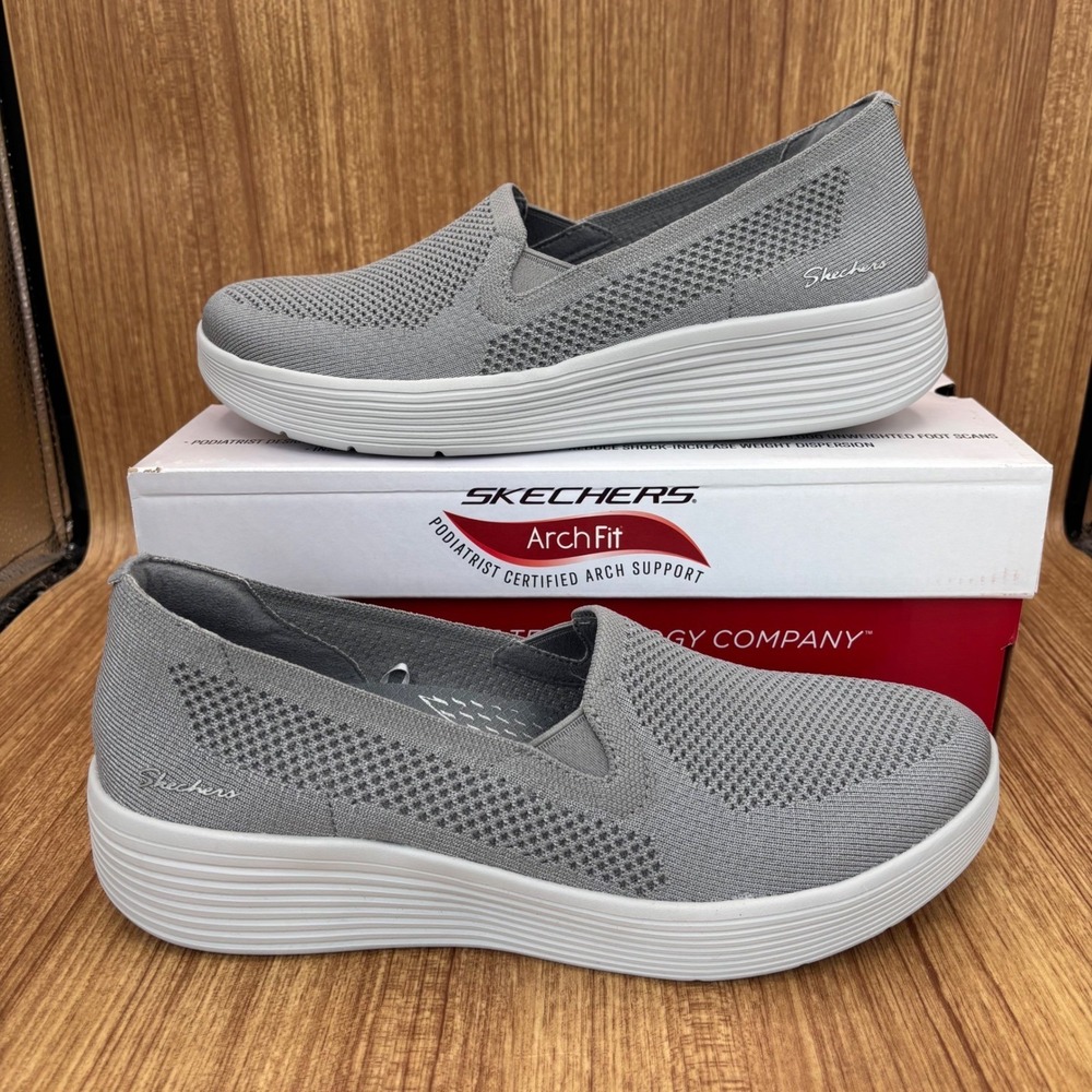 Skechers Arch Fit Adore Her Women 11‎ Dark Grey Slip On Sneakers 159089 NEW